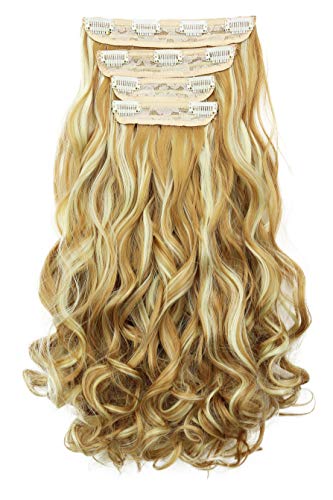 CAISHA by PRETTYSHOP XXL 45cm 4 Teile Set CLIP IN EXTENSIONS Haarverlängerung Haarteil Voluminös Gewellt Blond Mix CES307-1