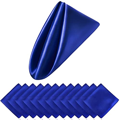 Wiederverwendbare Stoffservietten, 12 stücke 50cm Tisch Servietten Tuch Square Satin Stoff Servietten Tasche Tasche Tasche Tasche(Royal blue)