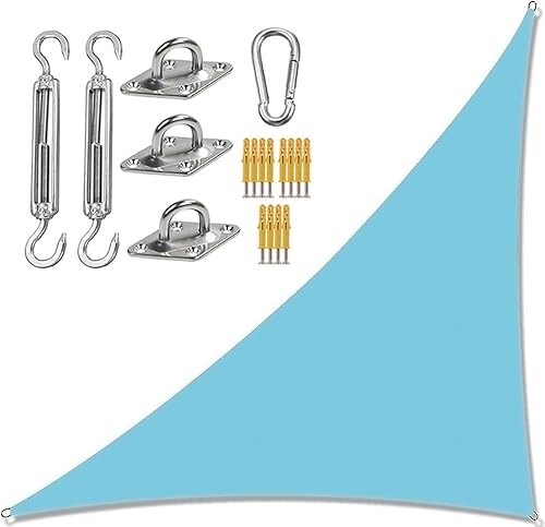 Dreieckiges Sonnensegel,Gartensegeldach mit Befestigungssatz,wasserdicht,UV-Block,rechtwinklige Gartensonnensegel,Sonnenschutzmarkisen,für Garten,Picknick oder Camping,hellblau,3 m x 4 m x 5 m