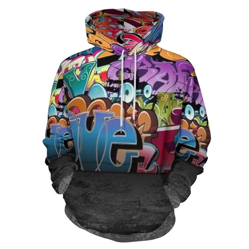 HABXNJF Kapuzenpullover Graffiti Hip Hop Hoodie Mode Hoodie mit Tasche für Herren Damen, Graffiti Hip Hop, XXXL