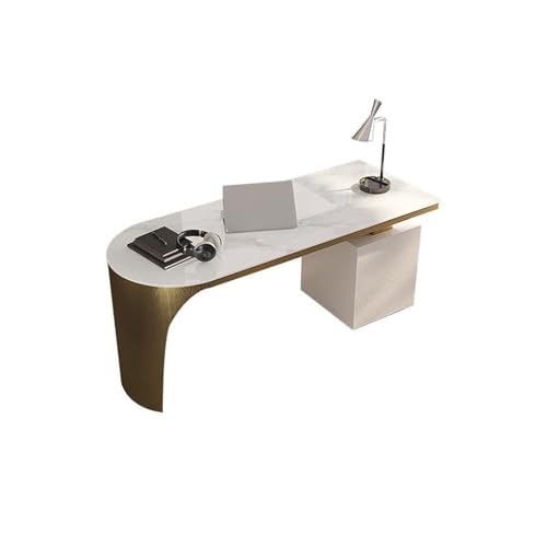 xiuling4568 Computertische Minimalistischer Schreibtisch Moderner PC-Tisch aus Steinplatten Home Study Designer High-End-Büroschreibtisch Schreibtisch(Gold,140 * 70 * 74cm)