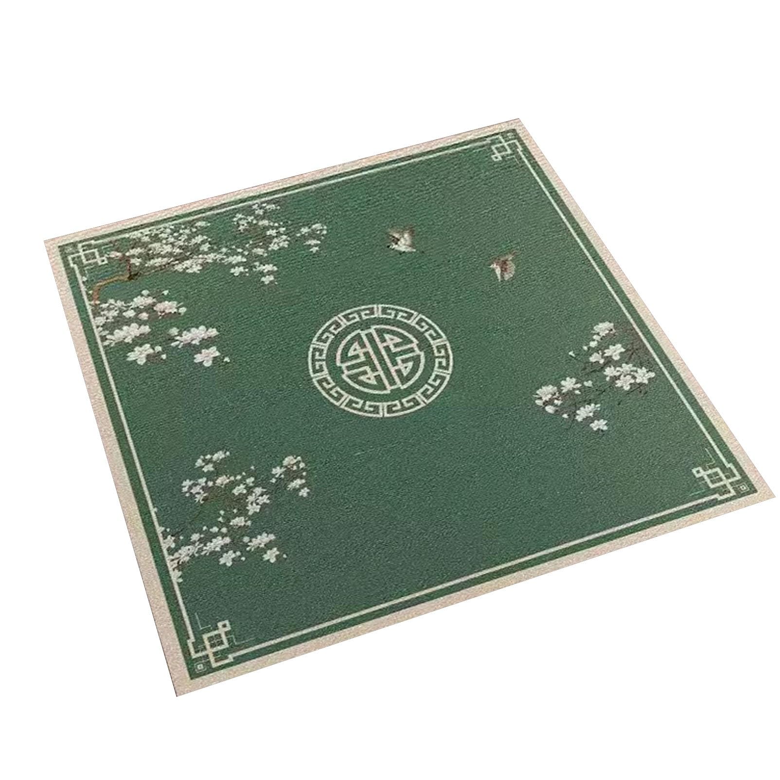 Mahjong Tischmatte,Kachel Spiele Tischabdeckung, Grüne rutschfeste und geräuschreduzierende Pokermatte, Kartentischdecke, Brettspiel-Tischmatte, quadratische Spielmatte(43.3x43.3inch/110x110cm)