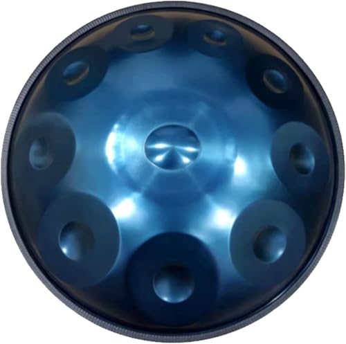 9/10 Note Handpan Drum 22 Zoll in d-Moll Handtrommel Steel Drum Percussion mit Handpan-Ständer und weicher Handpan-Tasche, blau, 10 Noten