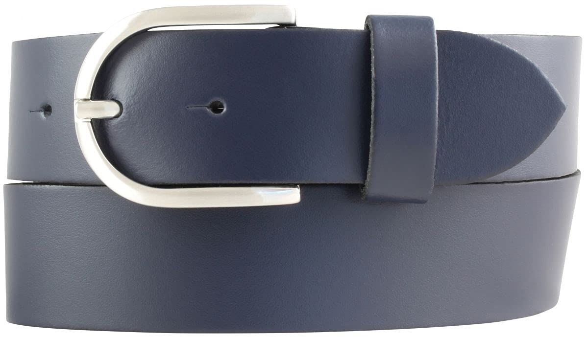 BELTINGER Damen-Gürtel aus 100% echtem Leder 4 cm | Jeans-Gürtel für Damen 40mm | Spaltleder-Gürtel in 4cm mit runder Schließe | Marine 100cm