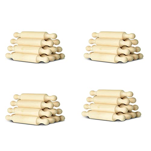 Potadak 40 x Mini Nudelholz 6 Küche Backen Nudelholz Kleiner Holzteig für Kinder Fondant Pasta