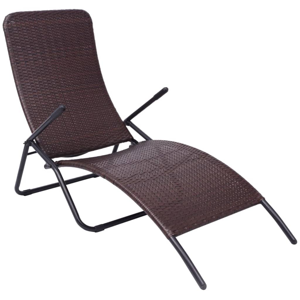 vidaXL Sonnenliege Klappbar Gartenliege Gartenmöbel Liege Strandliege Relaxliege Freizeitliege Liegestuhl Rattanmöbel Poly Rattan Braun