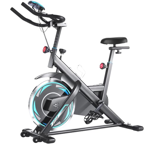 ANCHEER Heimtrainer Stationär, Indoor Cycling Fahrrad mit Herzfrequenzmesser & Tablet-Halter und LCD-Monitor für Heimtraining, 330 lbs Tragfähigkeit