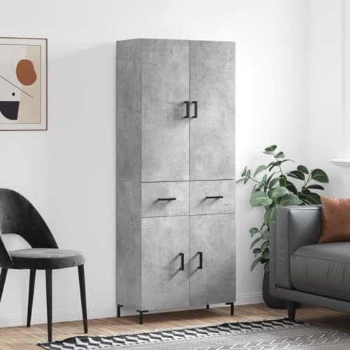 CCCINER Highboard Betongrau 69,5x34x180 cm Holzwerkstoff,Hochwertiger Hochschrank mit Stauraum und modernem BetongrauDesign für dein Zuhause