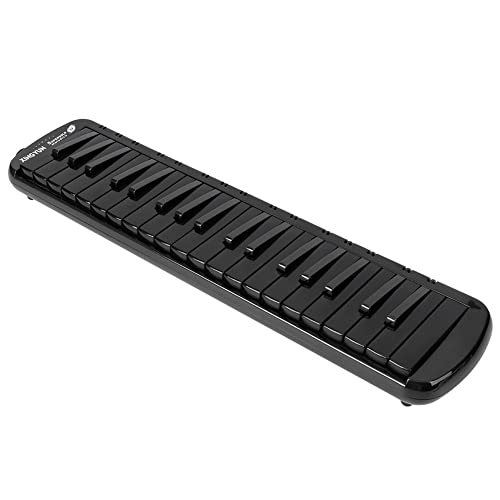 Melodica, 37 Tasten Melodica im Klavierstil mit Schlüsselaufklebern Doppelmundstücke Röhren Tragetasche Geschenk für Kinder Anfänger Erwachsene(Schwarz)