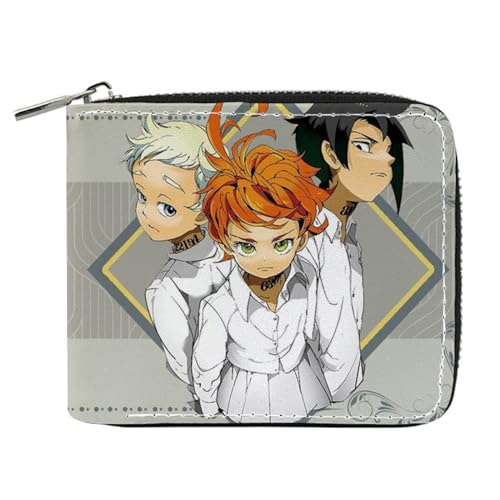 RYNDEX The Promis-ed Neverla-nd Kartenetui Anime, Leder Geldbörse mit Reißverschluss-Design, Geldbörse Geldbeutel Portemonnaie für Geschenkidee(Color:Multicolor 5)