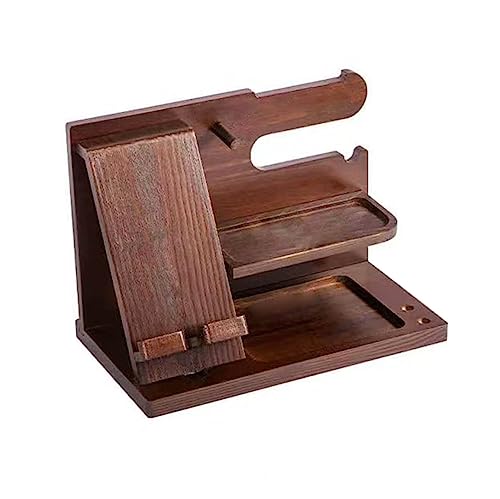 LIbgiubhy Holz-Uhrenständer für Herren, Geschenk, Handy-Dockingstation, Schlüsselhalter, Herren, Ehemann, Nachttisch, Gadgets, Aufbewahrungsregal