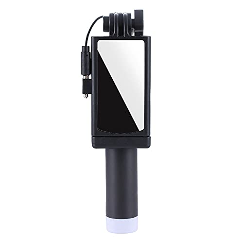 SCRUBY Mini-Selfie-Stick, faltbar, Einbeinstativ, Spiegel, Selfie-Stick, Handgerät, 3,5 mm, Audio-Liniensteuerung (schwarz)