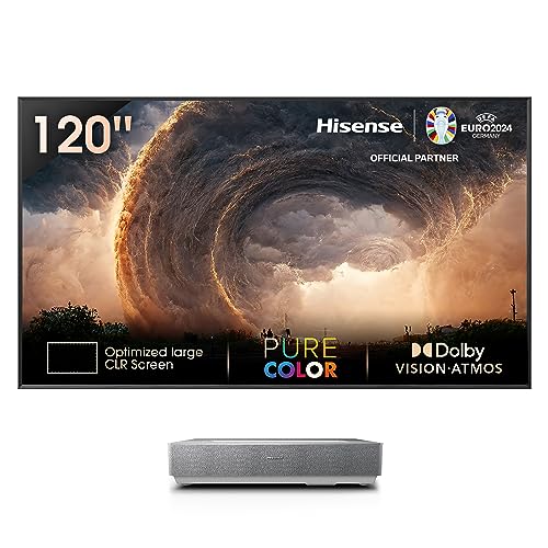 Hisense 120L5HA, Laser TV mit 120 Zoll Leinwand/Cinema Screen, 120 Zoll 4K, HDR10+, Dolby Atmos System, 60Hz, Kontrast 3000:1