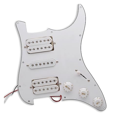 HSH Schlagbrett Für E-Gitarre Schlagbrett Für E-Gitarre HSH Loaded Prewired Scratchplate Assembly (Color : White White Pickup)