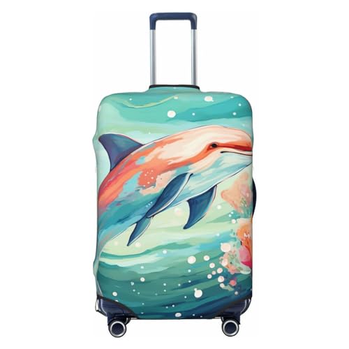 CSGJMYGS Lovely Dolphins Gepäckhüllen für Koffer, waschbar, modisch, dehnbar, kratzfest, passend für 45,7 - 81,3 cm Gepäck, XL, Schwarz, XL, Schwarz , XL