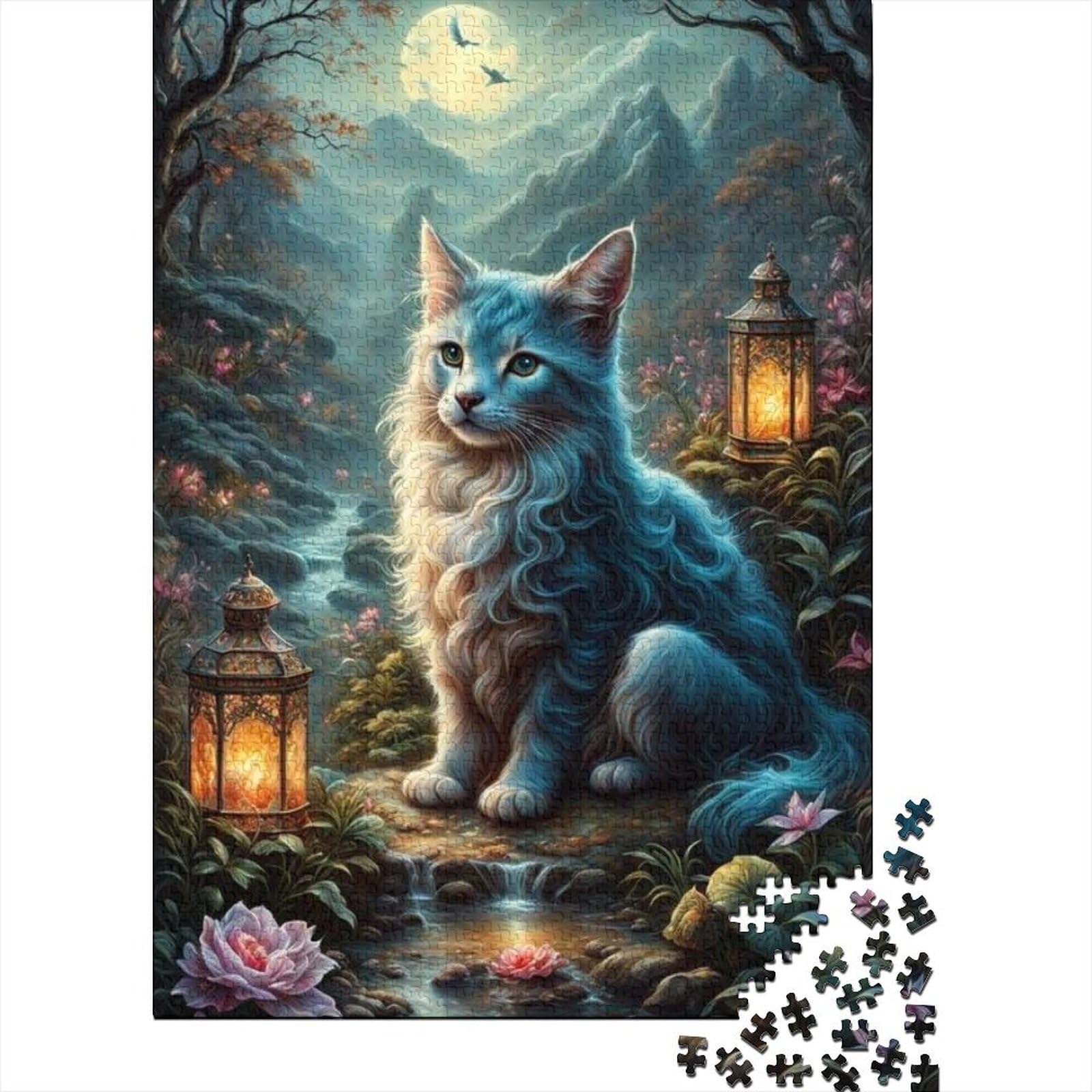 Fantasy-Katze-Holzpuzzle für Erwachsene und Teenager, 1000 Teile, Puzzle für Erwachsene, Puzzle, nachhaltiges Puzzle für Erwachsene (Größe: 75 x 50 cm)