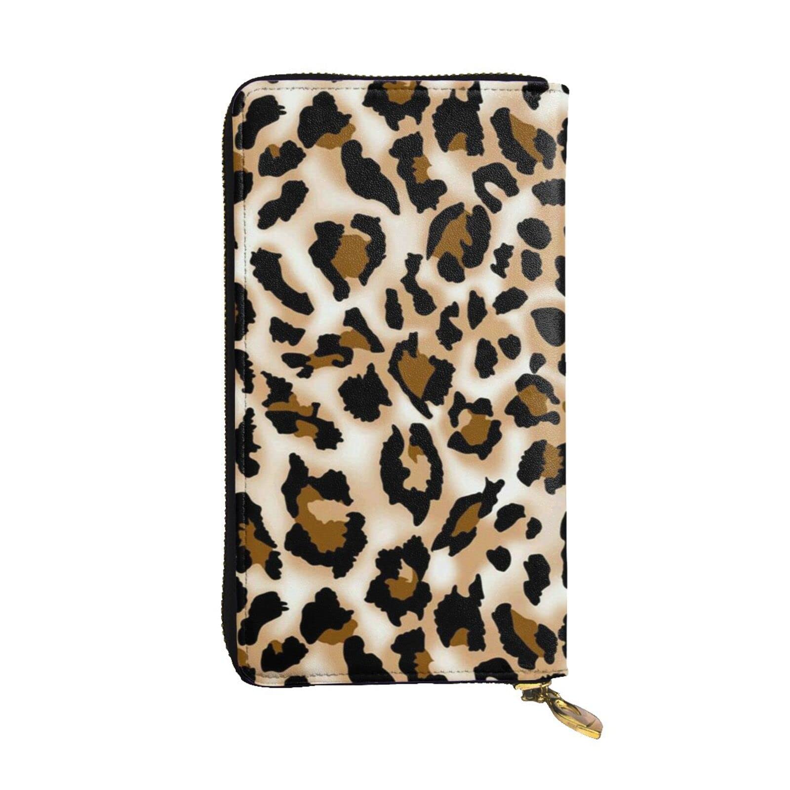 DMORJ Lange Clutch aus Leopardenleder: 19 x 10 cm, bequem, leicht, wasserdicht, langlebig, schönes Geschenk, Schwarz, Einheitsgröße, Schwarz , Einheitsgröße