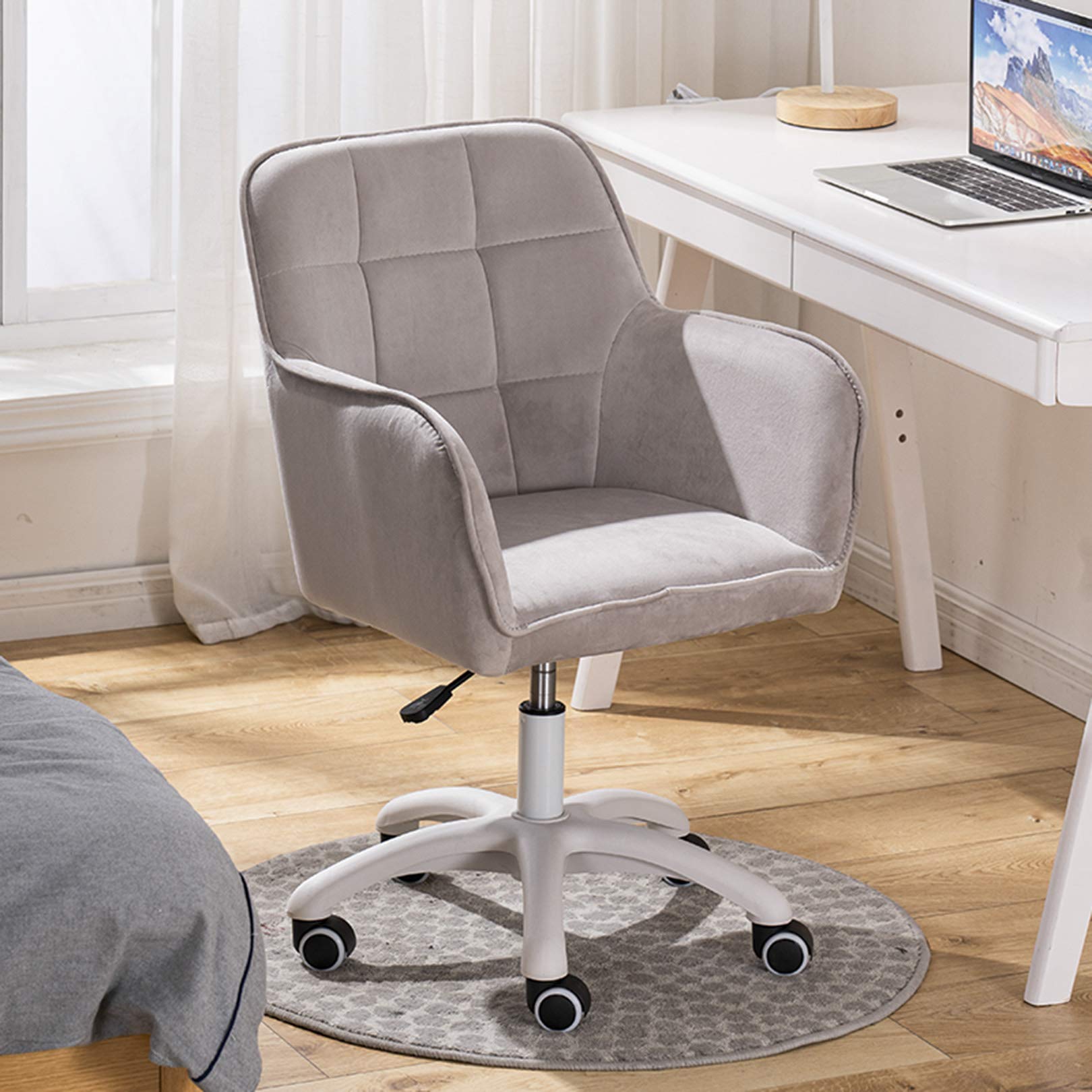 QYZUJIKL Drehbarer Schreibtischstuhl, mittelhoher Hebedrehstuhl, Lernbüro-Schreibtischstuhl, ergonomischer Computerstuhl für Zuhause/Büro/Arbeitszimmer, für Home-Office-Stuhl