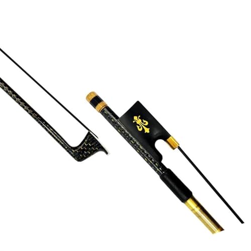 Instrumentenbogen 1 Stücke Beste Professionelle Gold Seide Geflochtene Grid Carbon Fiber Violine Bogen 4/4(Black horsehair)