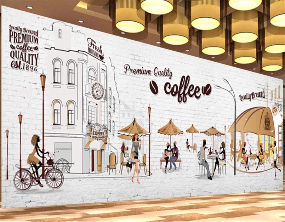 Weiße Backsteinmauer Casual Coffee 3D Tapete Poster Restaurant Schlafzimmer Wohnzimmer Sofa TV Dekorative Wand-250cm×170cm