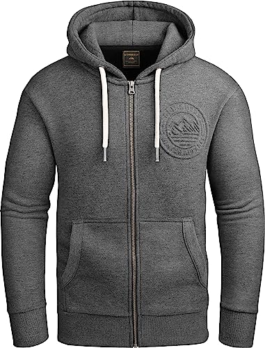 Grin&Bear Hoodie Herren Sweatshirt mit Reißverschluss GEC602 Anthrazit L