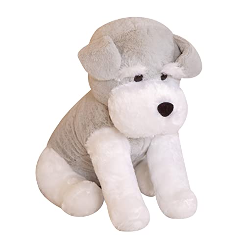 DANAIM Realistisches Graues Schnauzer-Plüschtier, Simulation, Weiche Welpen-Plüschpuppe, Haustier-Hund, Stofftier, Niedliches Welpen-Plüschtier, Geschenk for Kinder, Geburtstag, Weihnachten(45cm)