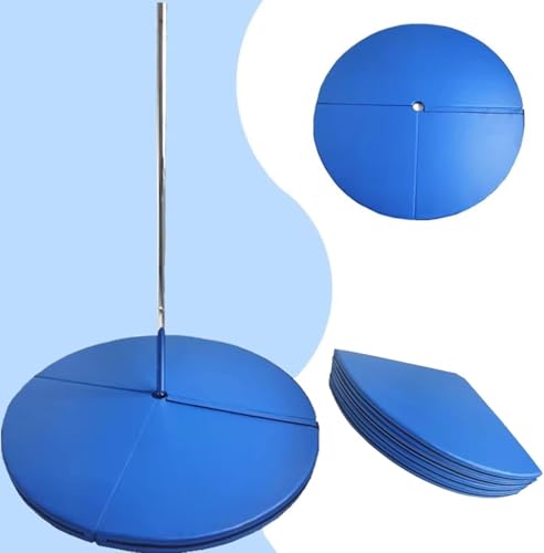 Daing Pole Crash Mat Pad, blau, rund, faltbar, tragbar, Yoga-Übungs-Sicherheits-Daing-Kissen für Zuhause/Studio, 1,2 Zoll/2 Zoll/4 Zoll dick, 200 cm/6,5 Fuß/79 Zoll, Dicke 3 cm/1 Zoll