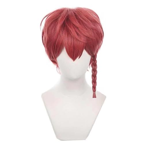 WCCNKK Anime Cosplay Perücke, BLUE LOCK Kurona Ranze Perücke, Rote Einzelzopfperücke, Mit Kostenloser Perückenkappe, Für Party Alltag Halloween Perücke Cosplay, Anime-Geschenk