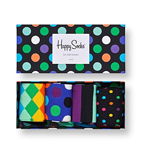 Happy Socks - Gemischt farbenfrohe Geschenkbox an Baumwollsocken für Männer und Frauen, Big Dot Gift Box 0100, 36-40