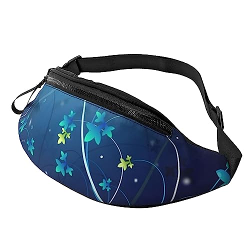 HSJFS Sporttasche mit buntem Blumen- und Schmetterlings-Aufdruck, lässige Brusttasche, Blue Swirl, Einheitsgröße