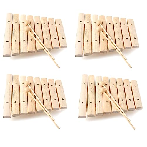 SICOSALT 4X Kinder Kinder Natur 8 Töne Xylophon Schlagzeug Toy Musik Instrument für Kinder Musik Entwickeln