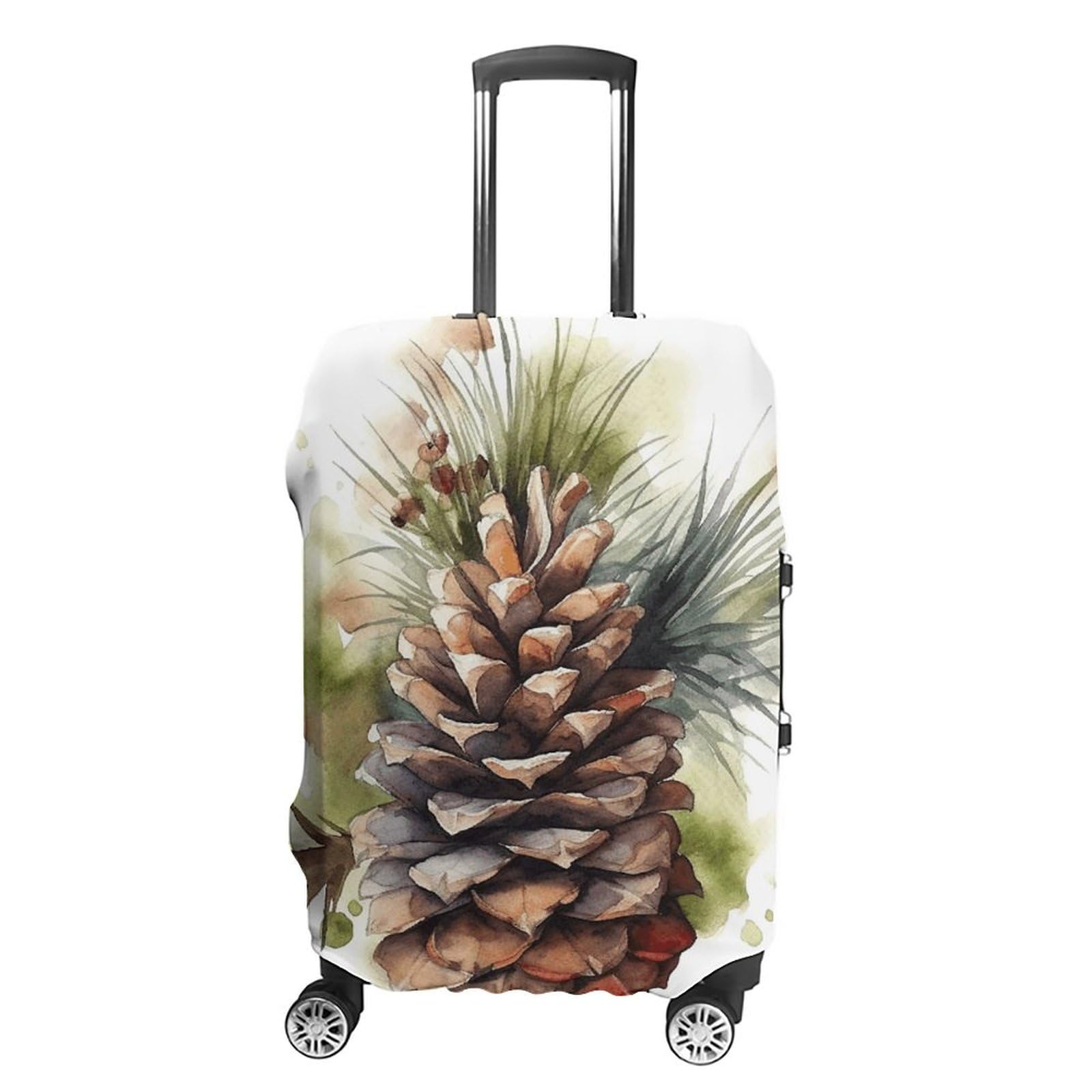 CSGJMYGS Reisegepäckhülle, elastisch, waschbar, modisch, kratzfest, Aquarellfarben, Tannenzapfen, Koffer-Schutz, passend für 45,7 - 81,3 cm Gepäck, Aquarell-Tannenzapfen, L