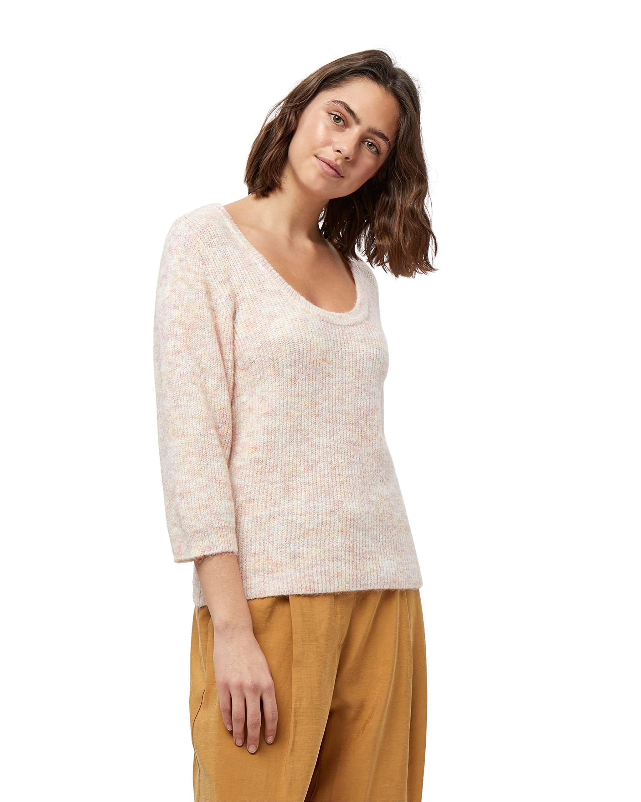 Peppercorn Women's Flori Short Sleeve Pullover, Almond Milk Melange, XXL