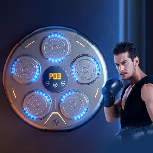 Asslye Bluetooth Music Boxing Machine, Smart Boxmaschine mit Musik Erwachsene, Indoor Boxgerät mit Musik, Wand Elektronische Music Boxing Training Machine mit Beleuchtung