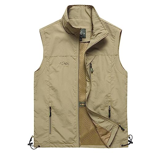 Hcclijo Outdoor Herren Weste Mit Mehreren Taschen Wandern Arbeit Fotografie Golf Fischweste Wasserdicht Atmungsaktiv Color4 M