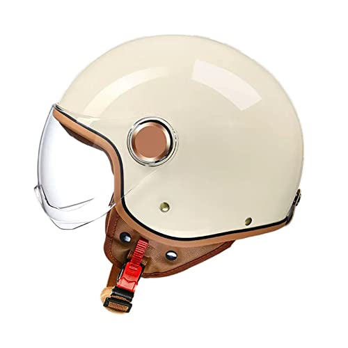 Retro Motorradhelm Herren Damen, Vintage Motorrad Jethelm, Halbhelme Mit Visier, Klapphelme DOT/ECE-Zulassung, Offenem Helm Chopperhelm Rollerhelm Brain Cap Helm(59-60cm) ( Color : D , Size : (59-60cm