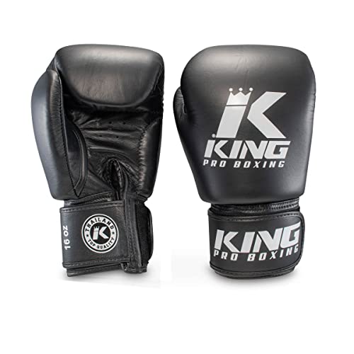 King Pro Boxing KPB/BGVL 3 Schwarz Boxhandschuhe Leder 16 Oz