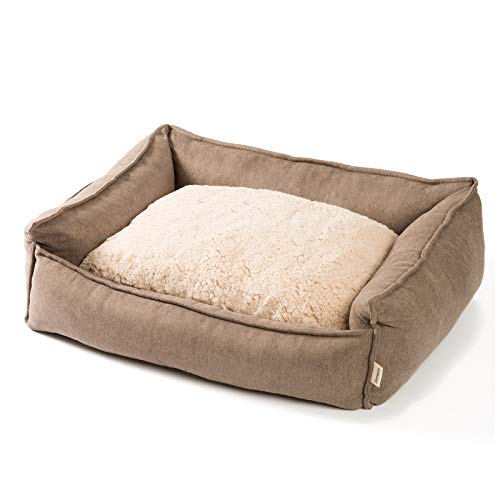 JAMAXX Premium Hundebett Orthopädisch Memory Visco Schaumstoff, Waschbar Wendekissen Wasserabweisend/Hundekörbchen Weicher Samtartiger Sofa Stoff Hundekissen Hundekorb PDB2002 (S) 60x50, braun