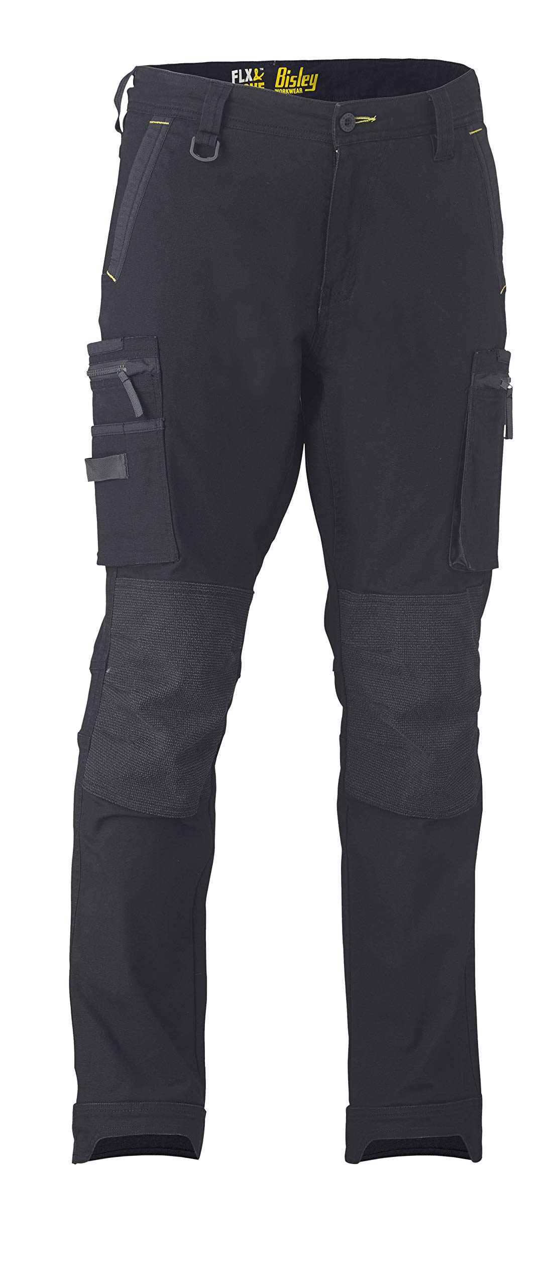 Bisley Workwear Flex & Move UKBPC6333_BBLK Cargohose, Stretch, Reißverschluss mit Knietaschen, Schwarz, 38S