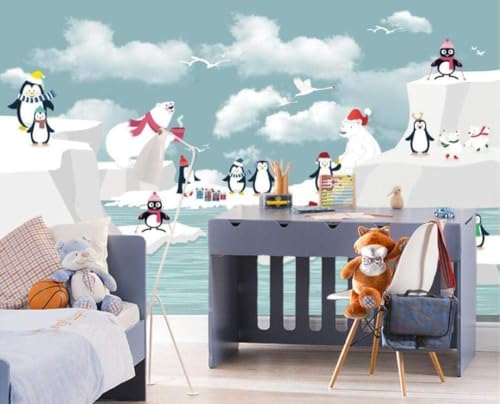 Cartoon Antarktischer Pinguin Bär 3D Tapete Poster Restaurant Schlafzimmer Wohnzimmer Sofa TV Dekorative Wand-430cm×300cm