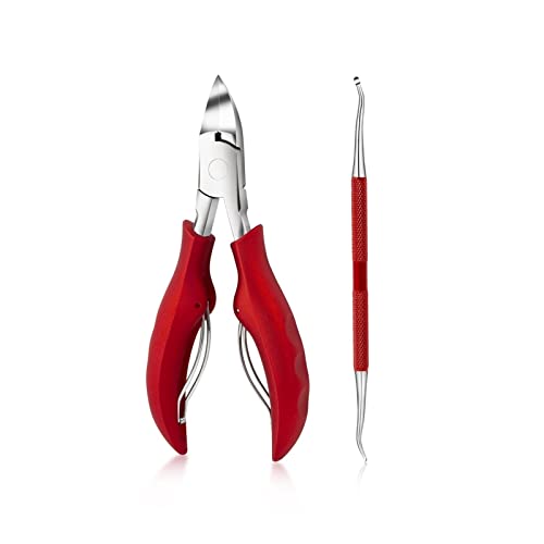 BONAD Zehennagelknipser Pediküre Set Toe Nagel Clippers Eingewachsene Zehennägel Nipper Schneider TOT Haut Schmutz Remover Edelstahl Maniküre Schneider Werkzeuge Nagelknipser-Set (Color : 2pcs red)