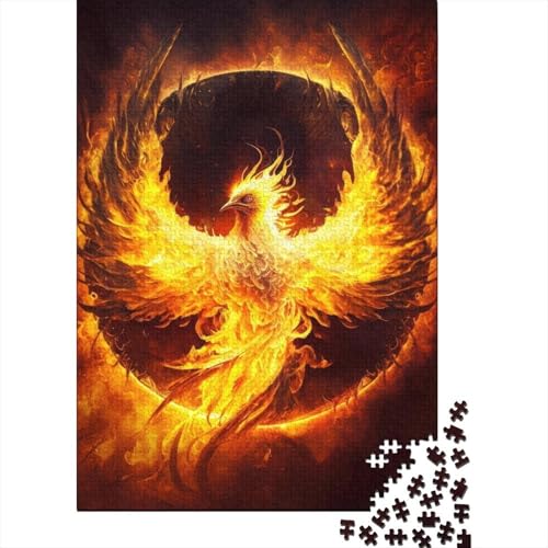 Phoenix on Fire Holzpuzzle für Teenager, Kunstpuzzle für Erwachsene, 1000 Teile, Lernspielzeug, Familienspiele, 75 x 50 cm