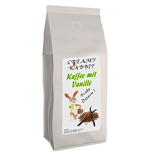 Osterkaffee „Creamy Rabbit“ mit Vanille-Geschmack | 1000 g Ganze Bohnen | Aromatisierter Kaffee als Ostergeschenk | Flavoured Coffee