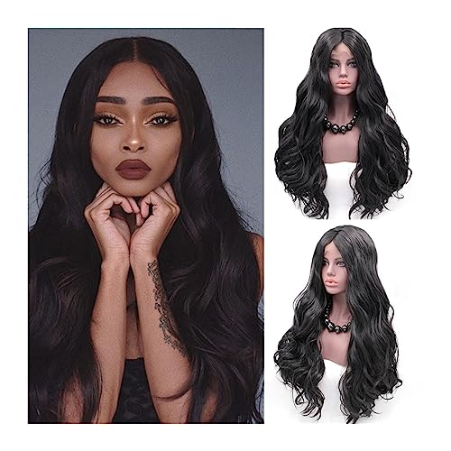 Perücken Natürliche Perücken, tägliche Party, Cosplay, gewelltes Haar, Lace-Front-Perücken, 61 cm lang, gewellt, synthetische Perücke for Frauen, hitzebeständig Damenperücke(J009)