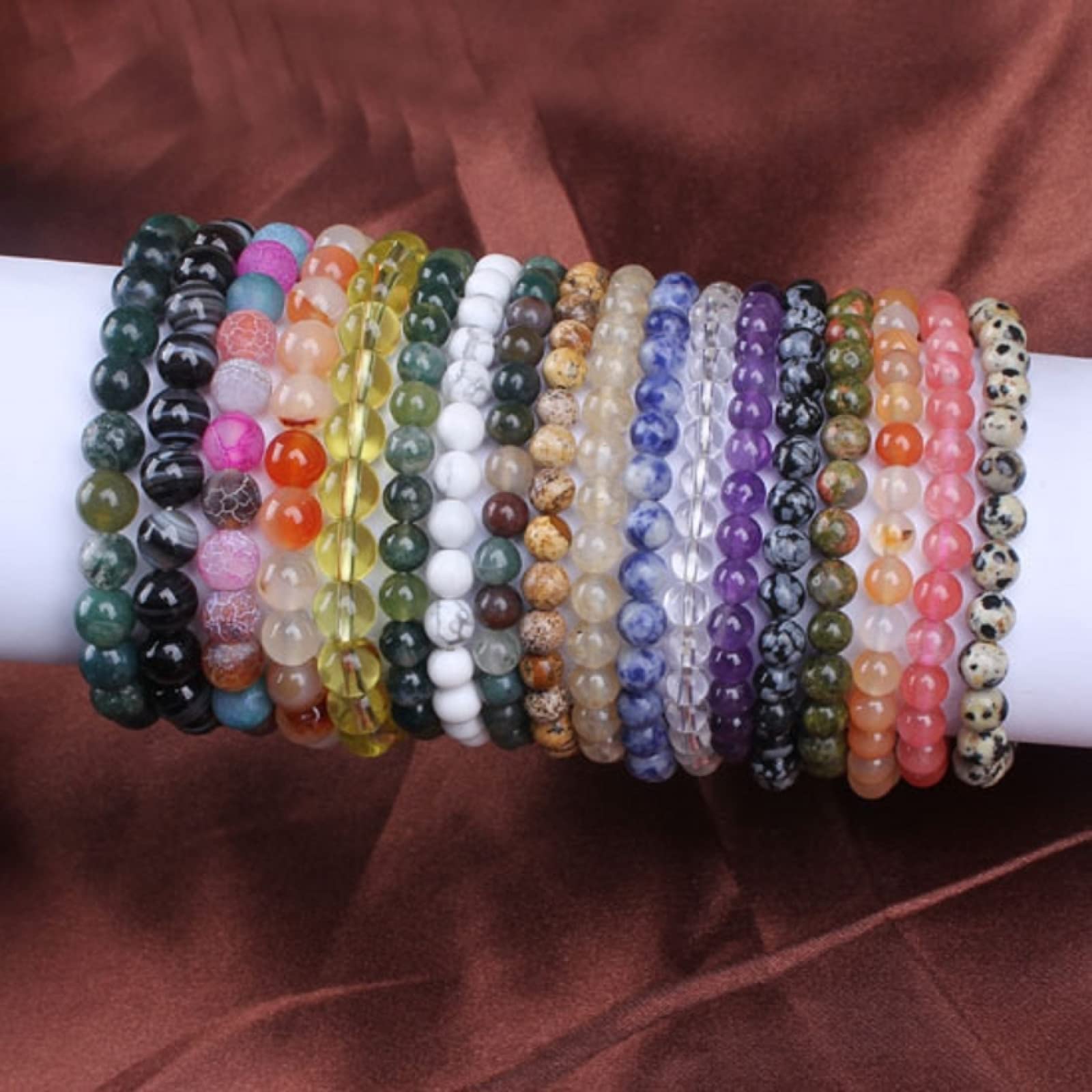 20 Stück Multi Style Quarz Stein Runde Perlen Stretch Armband Zubehör Kristall Handgemachter Schmuck