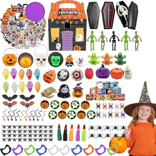 Halloween-Fidget-Spielzeug-Paket,Halloween-Sensory-Fidget-Spielzeug-Paket,200 Stück Fidget-Partygeschenke für Kinder | Halloween-Set, für Ostereierkorbfüller, Geschenktüten, -Füller, kleine Spielzeug-