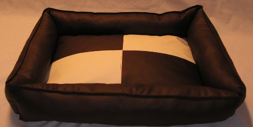 Hundebett Hundesofa Hundekissen Schlafplatz Kunstleder Basso 110 cm X 85 cm braun Creme