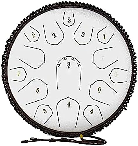 15 Tone Steel Drums D Key Steel Tongue Drum 14 Zoll Give Away Drum Rack, dickes Kohlenstoffstahlmaterial, für Meditation, Yoga, Show und Zen, weiß