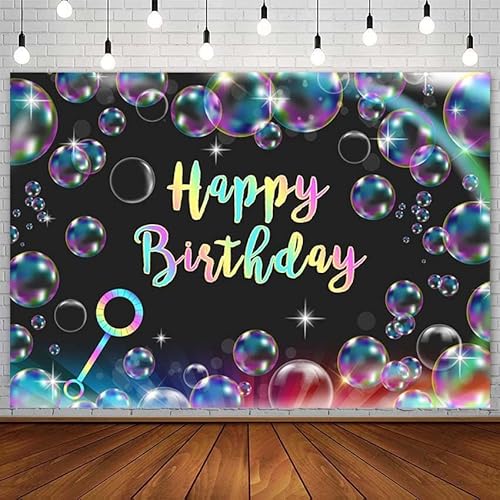 Bunte Bubble-Rain Kulissen Kind Glücklich Geburtstag Party Dekoration Schwarz Banner Fotografie Hintergrund Foto Studio Requisiten Photozone210X150cm