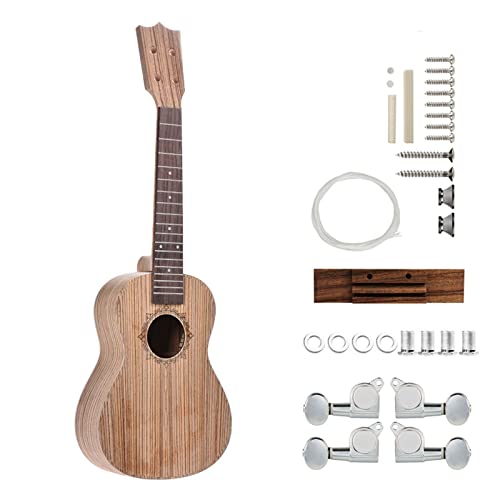 Gitarrenkörper Unfertiger 23 '' 26 '' Ukelele 4 Saiten Gitarre DIY. Kit Zebrawood-Körper-Griffbrettset Gitarrenkörper (Color : 26'')